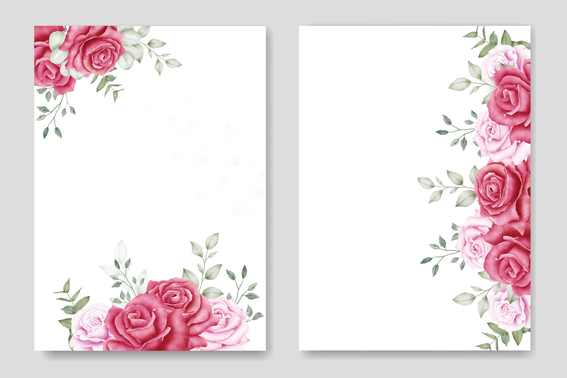 Wedding Invitation Card with Floral Roses Watercolor 14290748 Vector