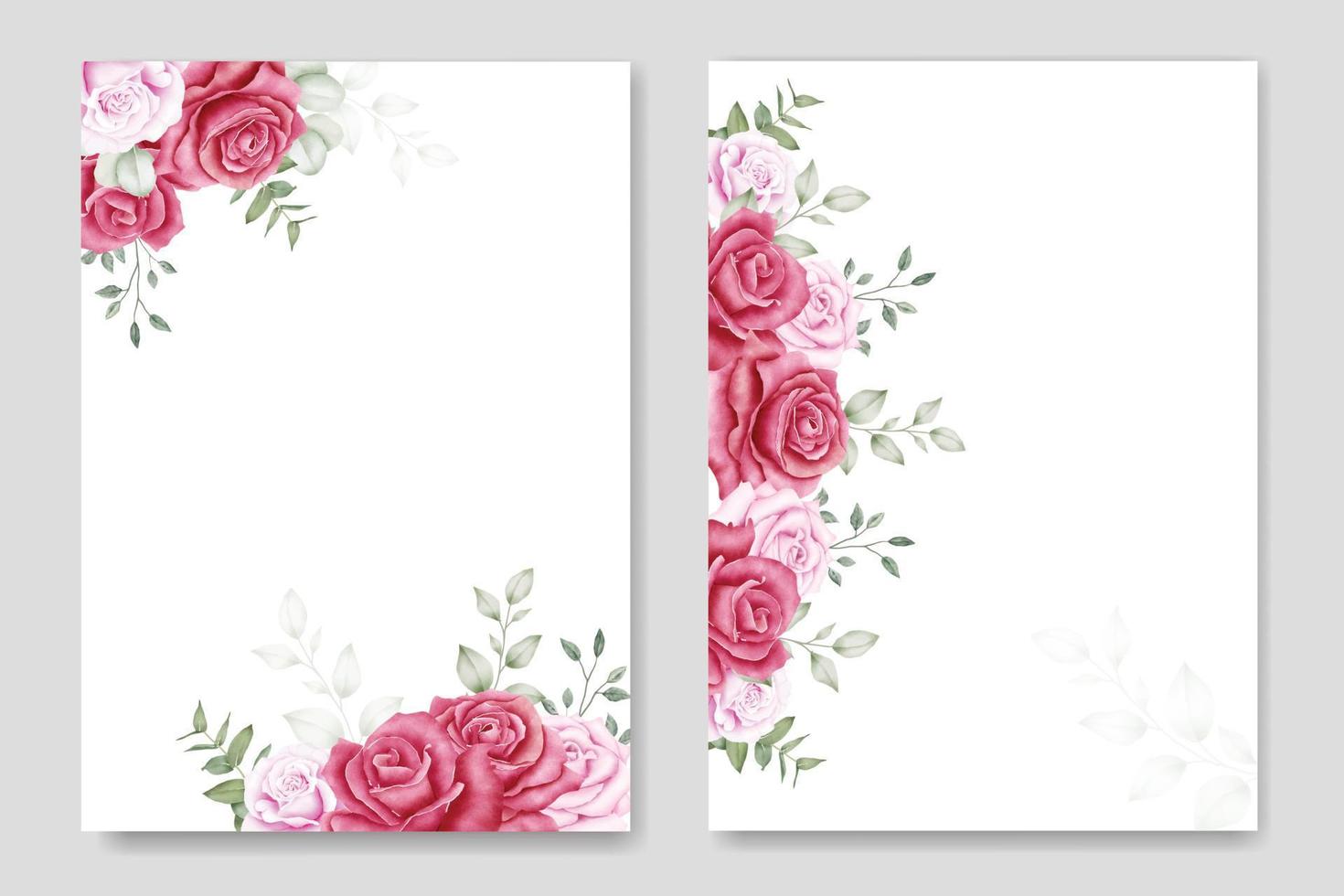 Wedding Invitation Card with Floral Roses Watercolor vector
