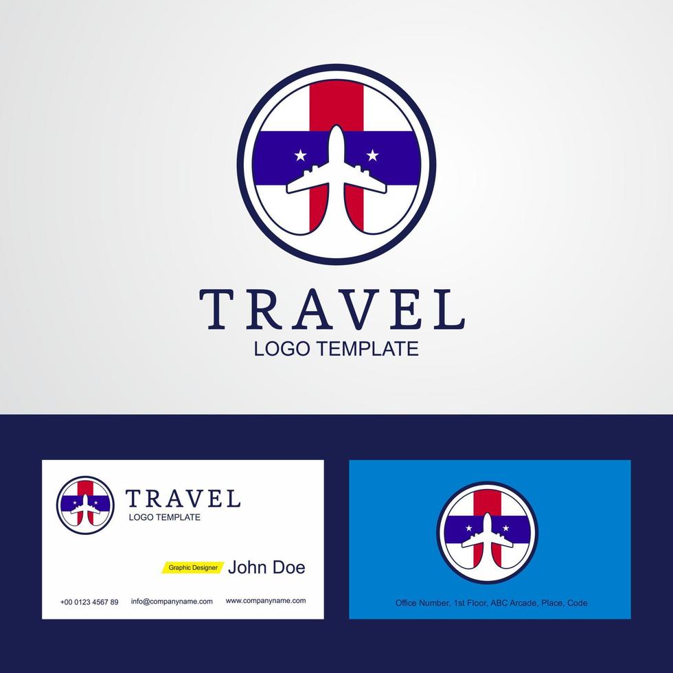 logotipo de la bandera del círculo creativo de las antillas holandesas de viaje y diseño de la tarjeta de visita vector