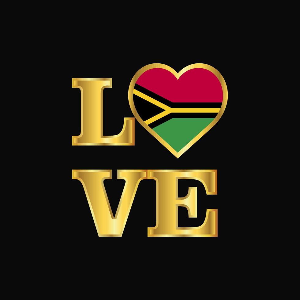 Love typography Vanuatu flag design vector Gold lettering