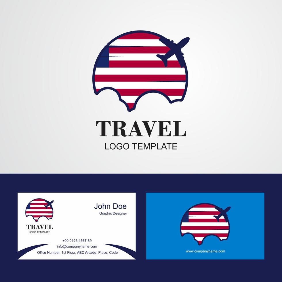 logotipo de la bandera de liberia de viaje y diseño de tarjeta de visita vector