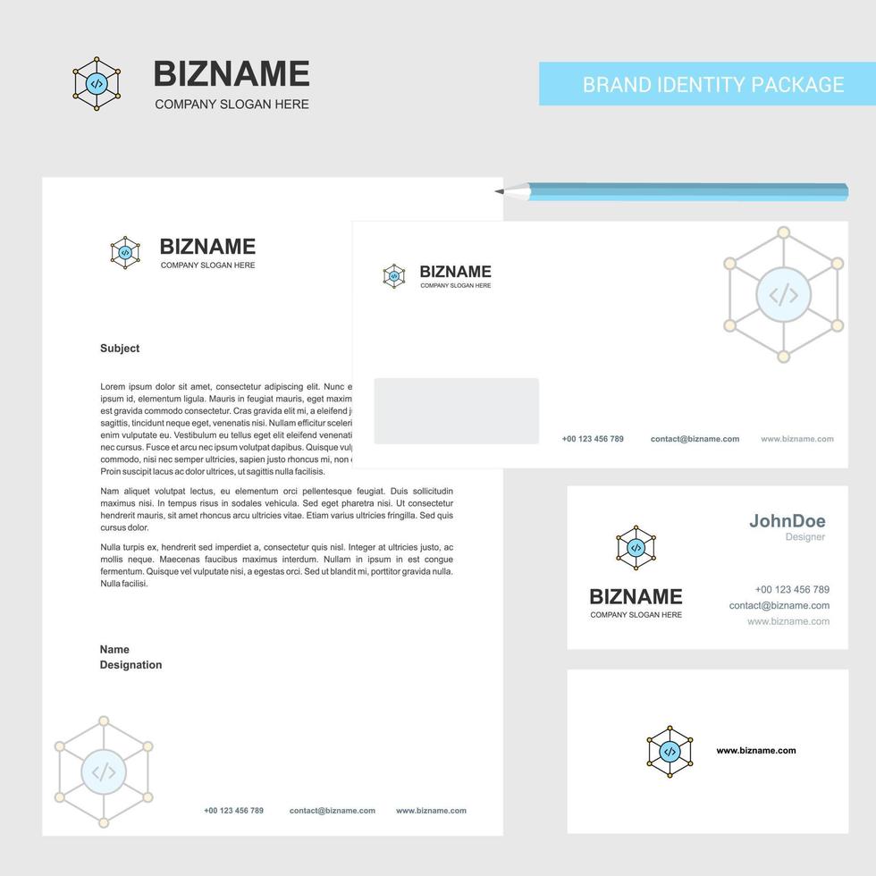 Code Business Letterhead Envelope and visiting Card Design vector template