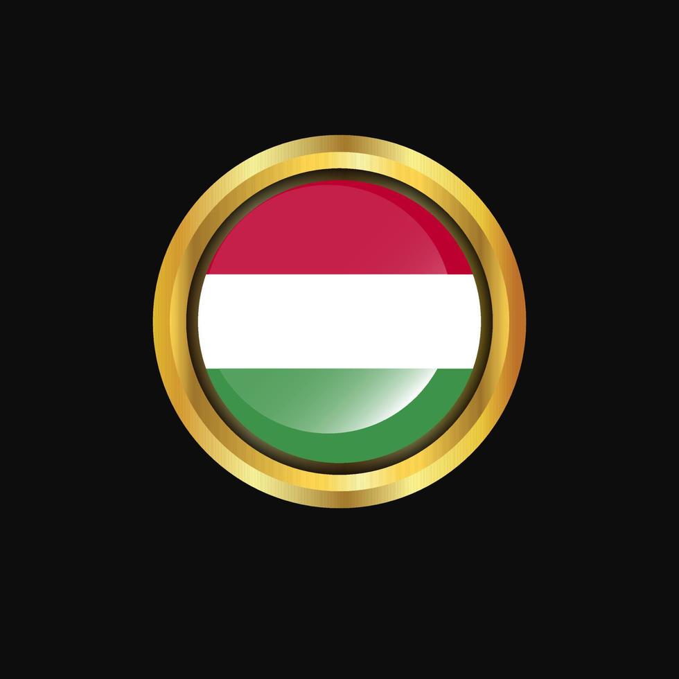 Hungary flag Golden button vector