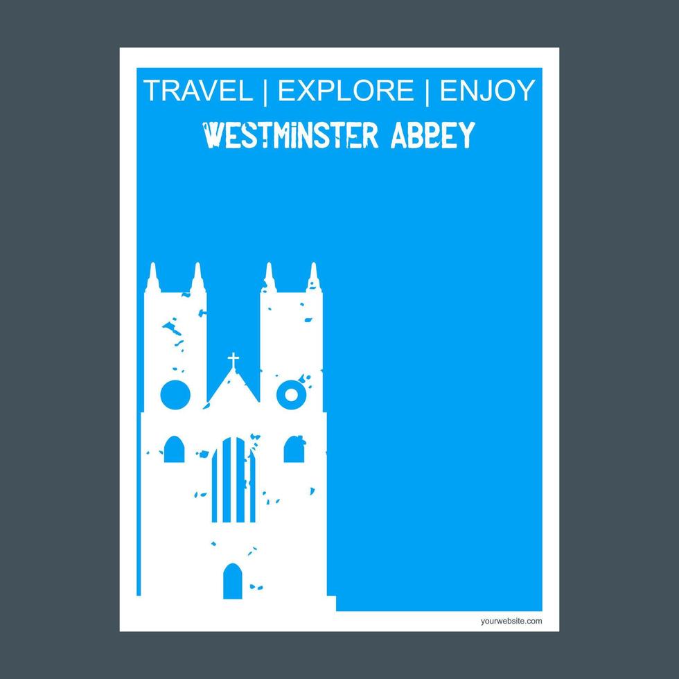 abadía de westminster londres reino unido monumento hito folleto estilo plano y tipografía vector