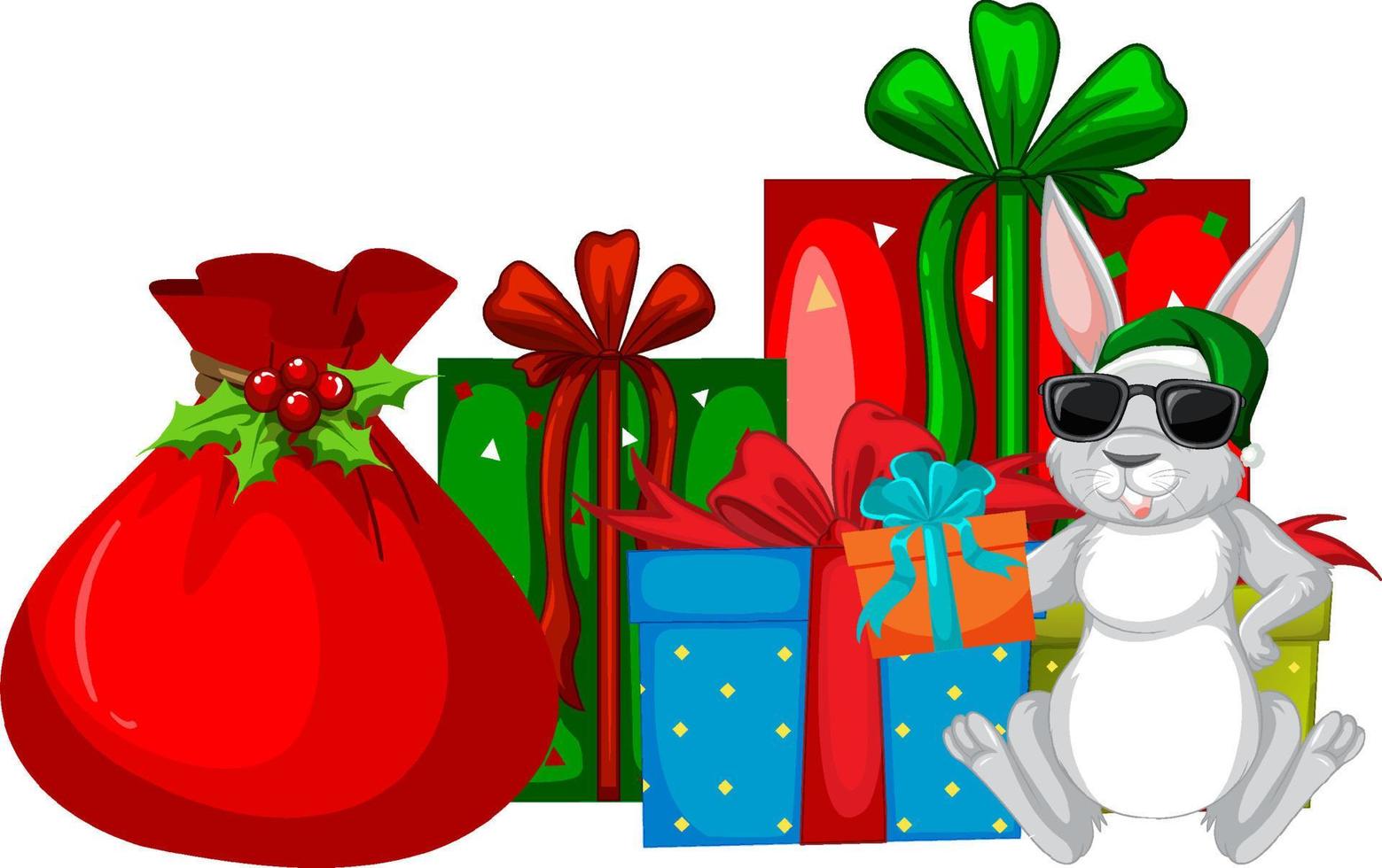 Rabbit with Chritmas gift vector