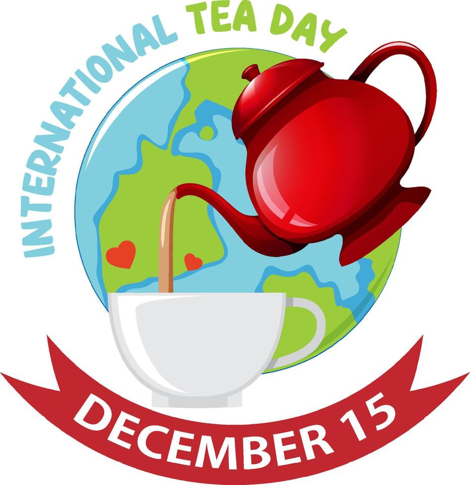 International tea day text banner vector