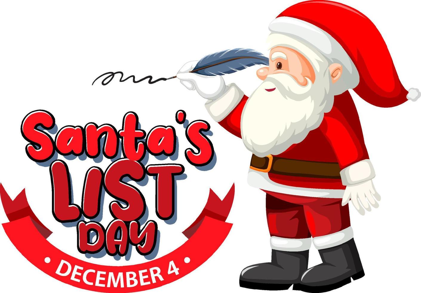 Santa's list day text banner design vector