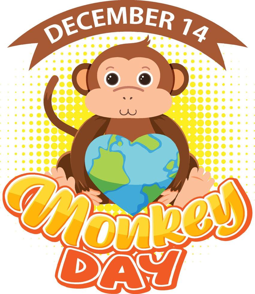 Monkey day text for banner or poster design vector