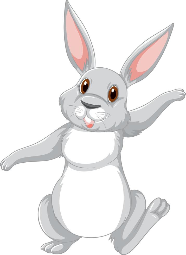 lindo personaje de dibujos animados de conejo gris vector