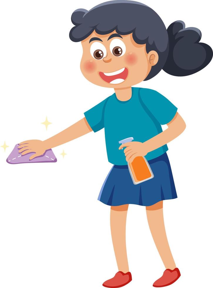 Cartoon character of kid cleaning vector