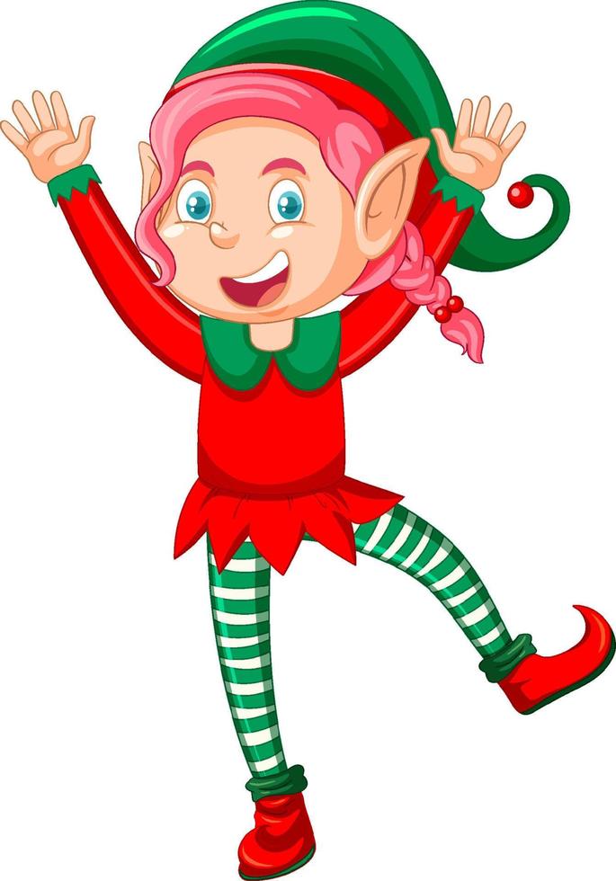 Cute kid wearing elf costume cartoon vector