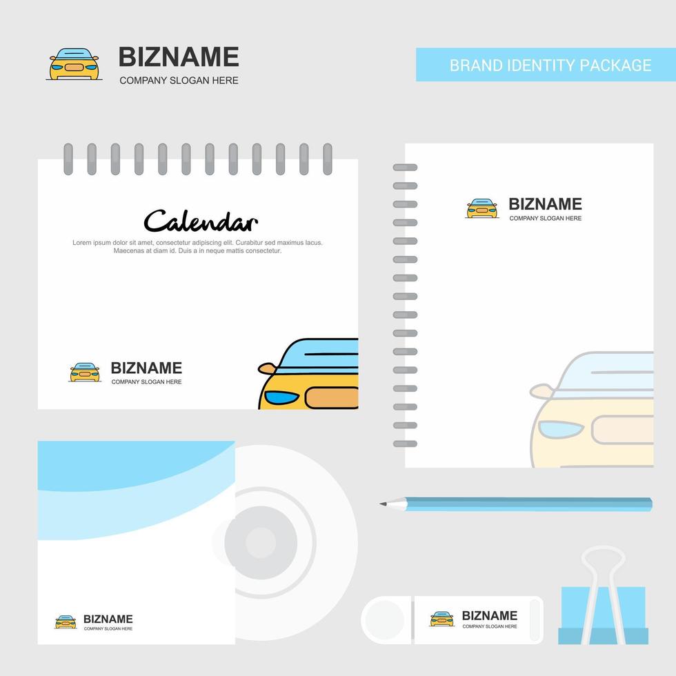 Car Logo Calendar Template CD Cover Diary and USB Brand Stationary Package Design Vector Template