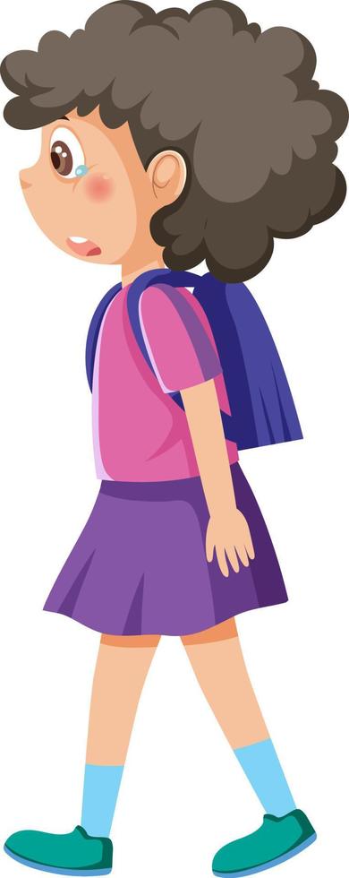 Side view of sad girl crying vector