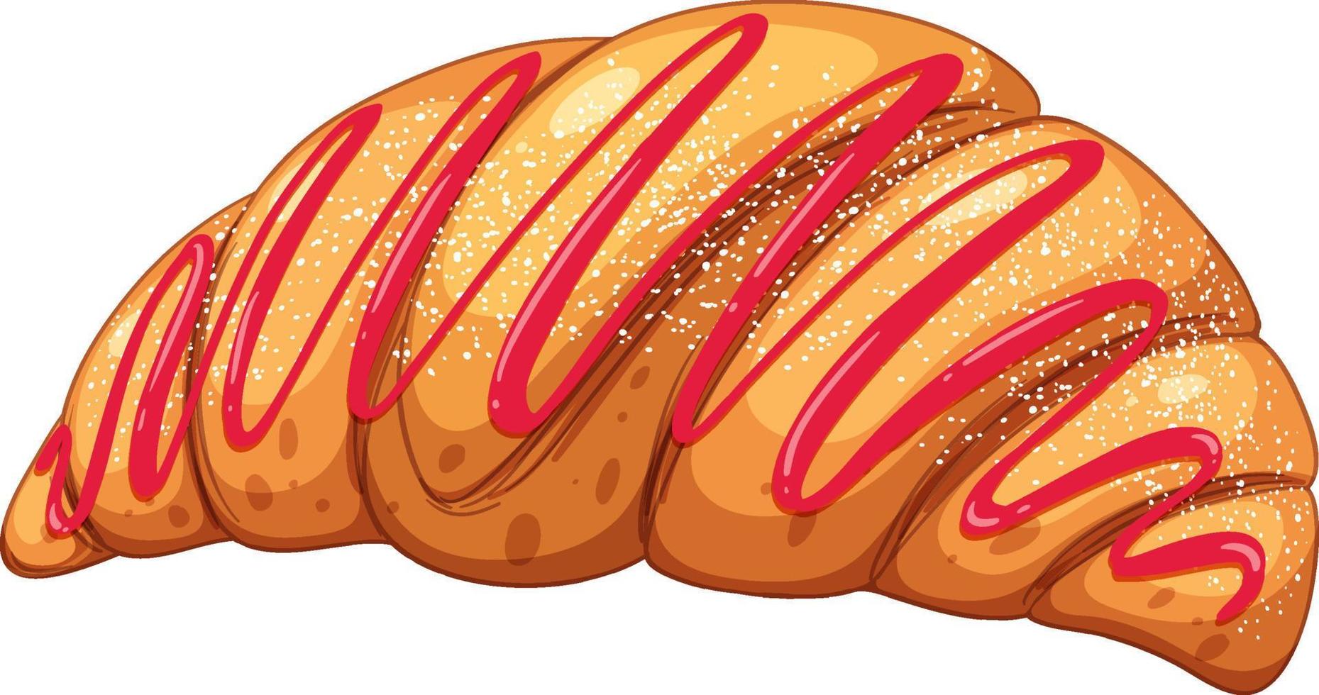 croissant de fresa francés delicioso aislado vector