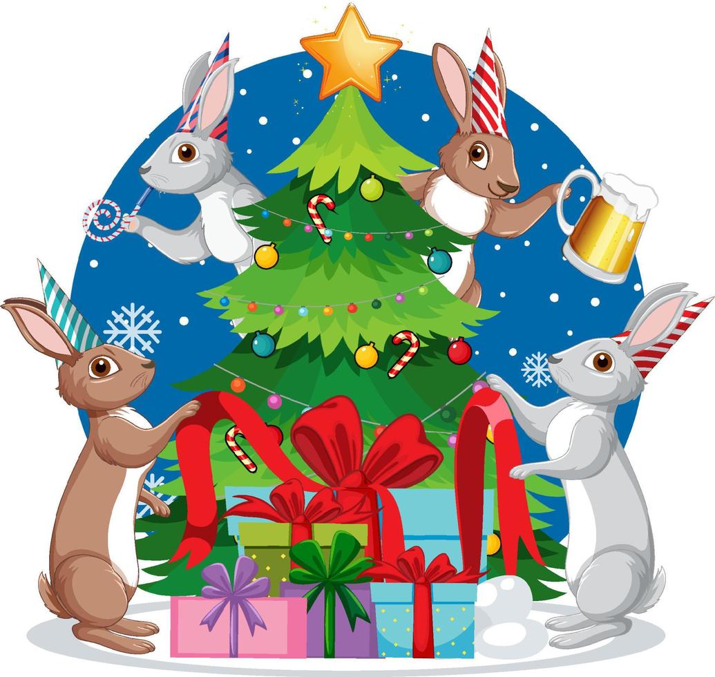 Cute rabbit with gifts for banner design vector