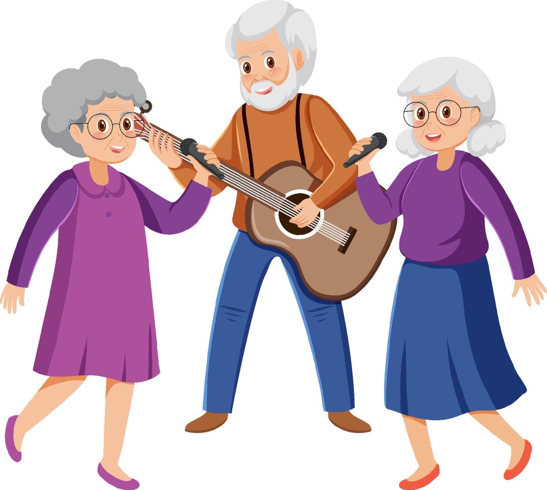 Senior people playing music vector