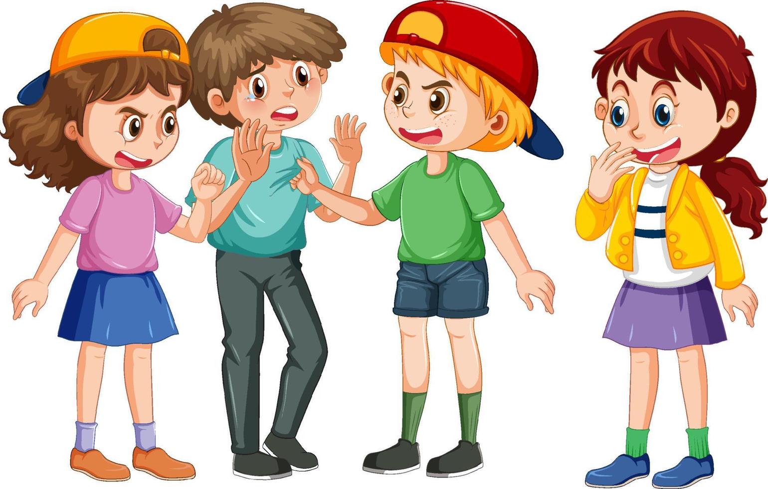 A boy bullied by his friends vector