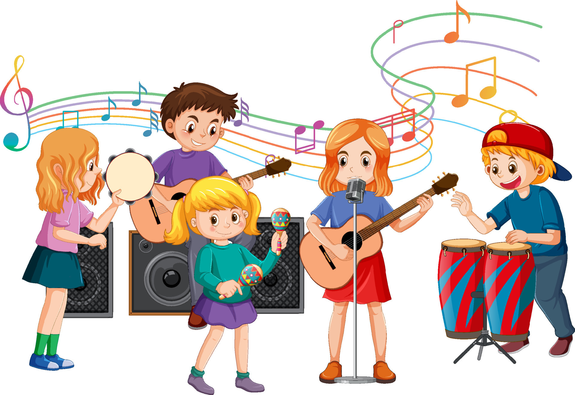 Children playing different musical instruments 14291465 Vector Art at ...