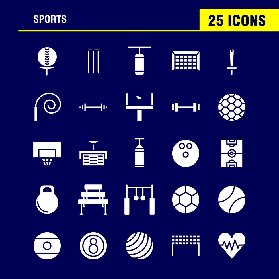 paquete de iconos de glifos sólidos deportivos para diseñadores y desarrolladores iconos de pelota golf tee deportes tocones de cricket wicket vector deportivo