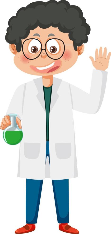 Cute scientist boy cartoon character vector