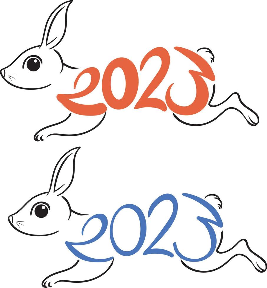icono de signo de conejo de año nuevo 2023 vector