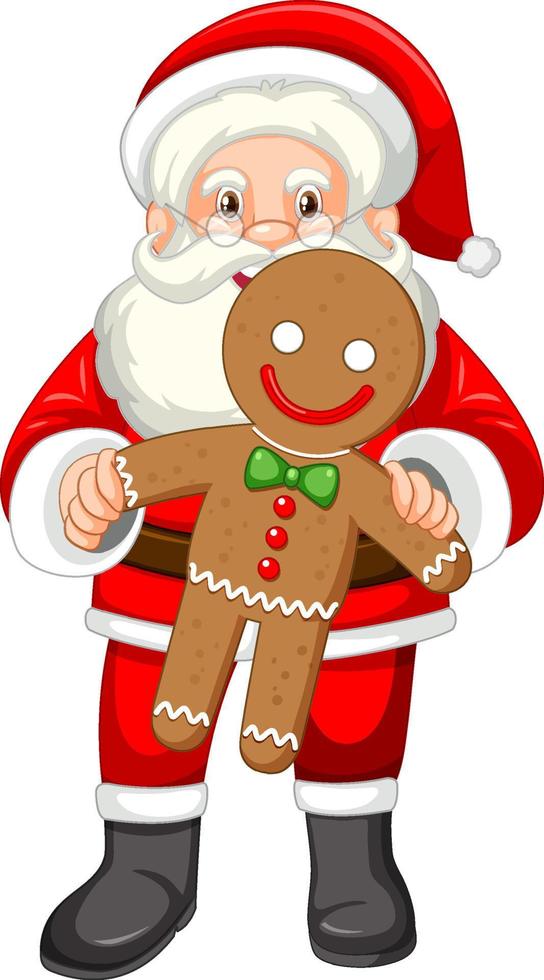 santa claus sosteniendo un pan de jengibre vector