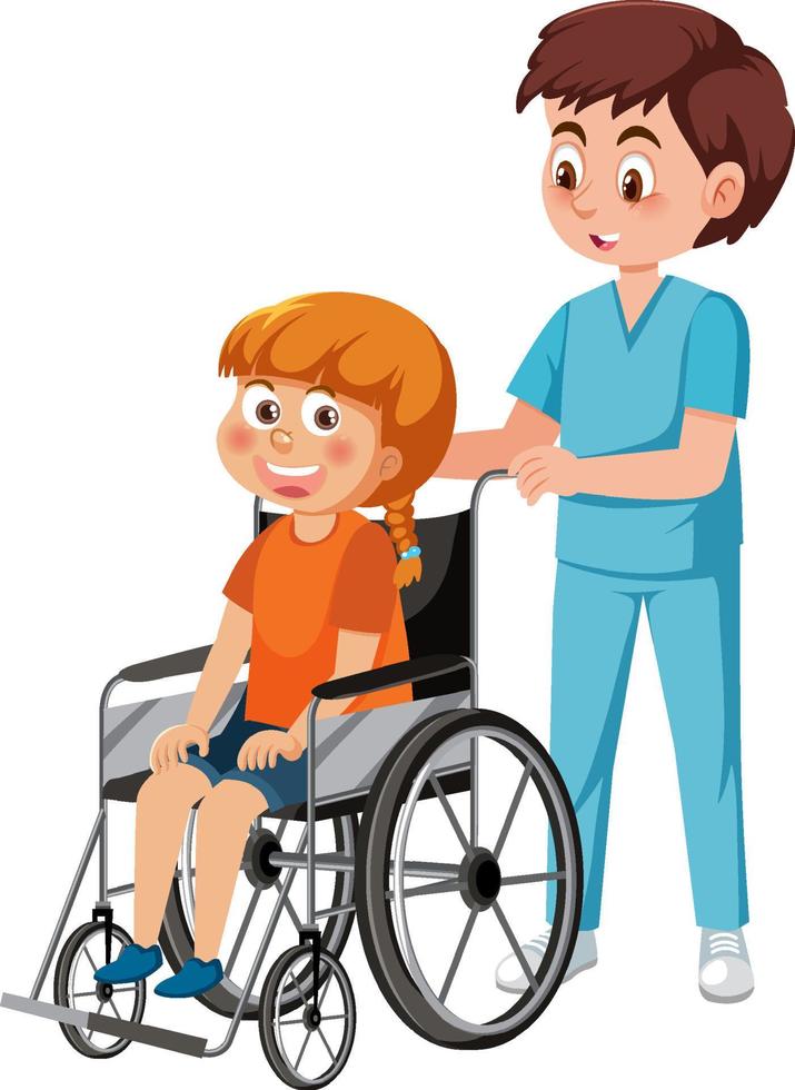 Nurse with patient cartoon character vector