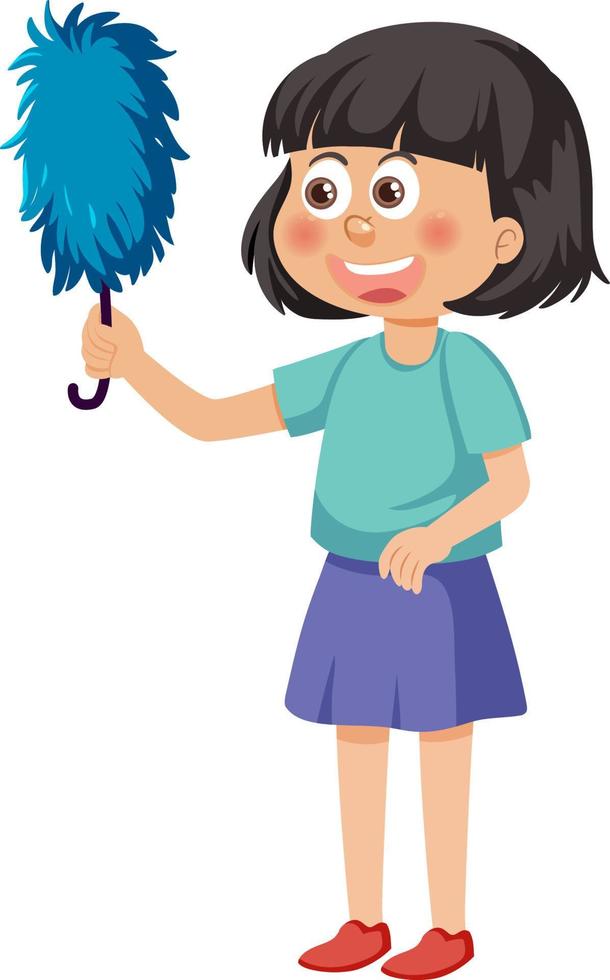 Cartoon character of kid cleaning vector