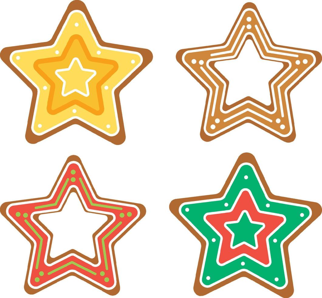Christmas star gingerbread cookies collection vector