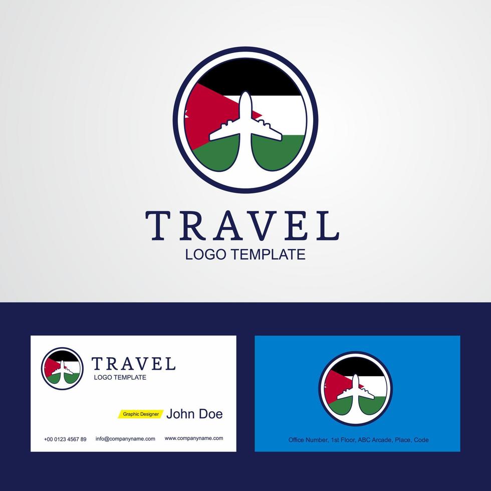 Travel Jordan Creative Circle flag Logo and Business card design vector