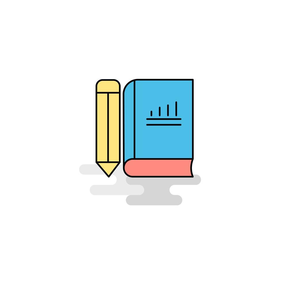 vector de icono de lápiz y libro plano