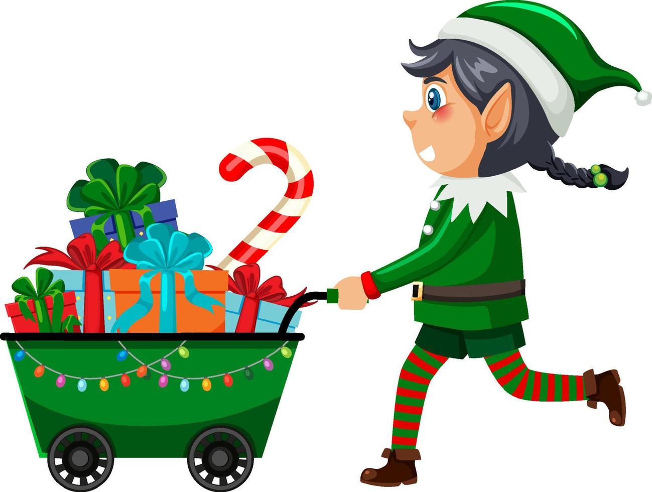 Christmas elf cartoon character vector