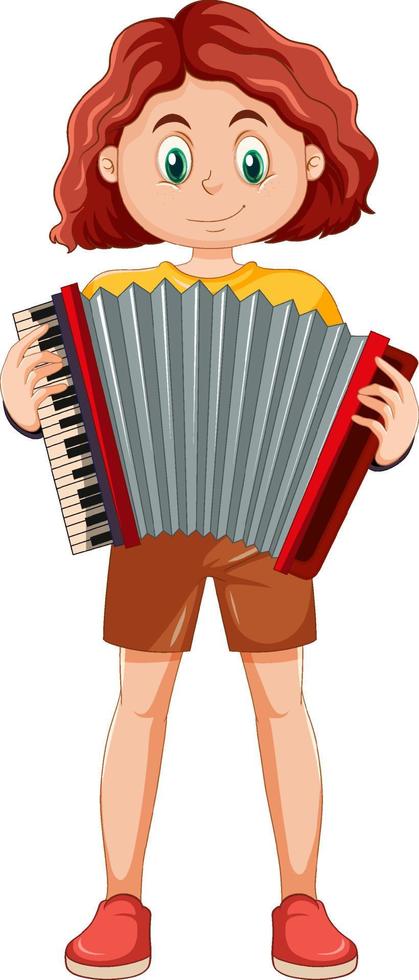 Girl playing accordion vector
