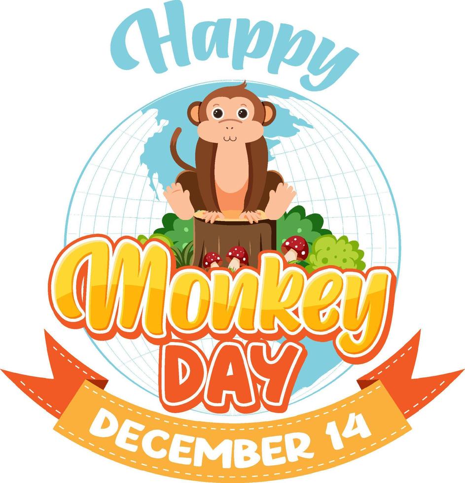 Monkey day text for banner or poster design vector