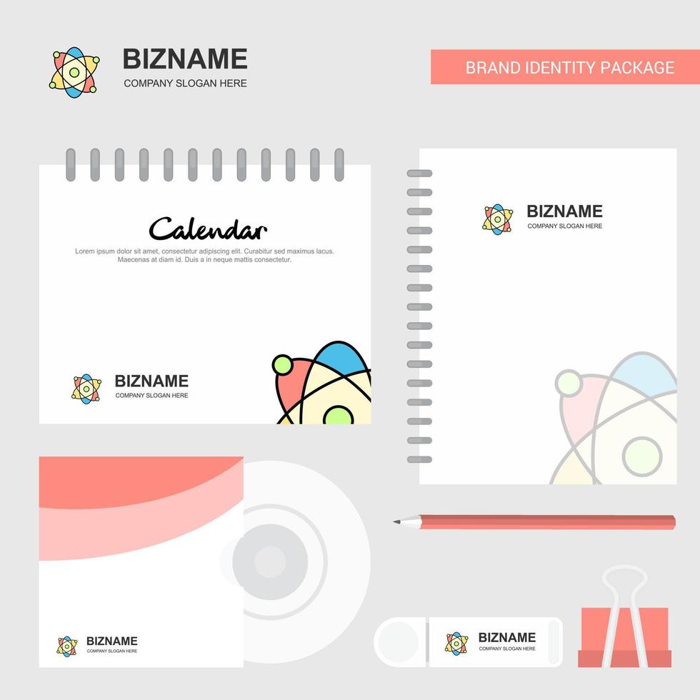 Nuclear Logo Calendar Template CD Cover Diary and USB Brand Stationary Package Design Vector Template