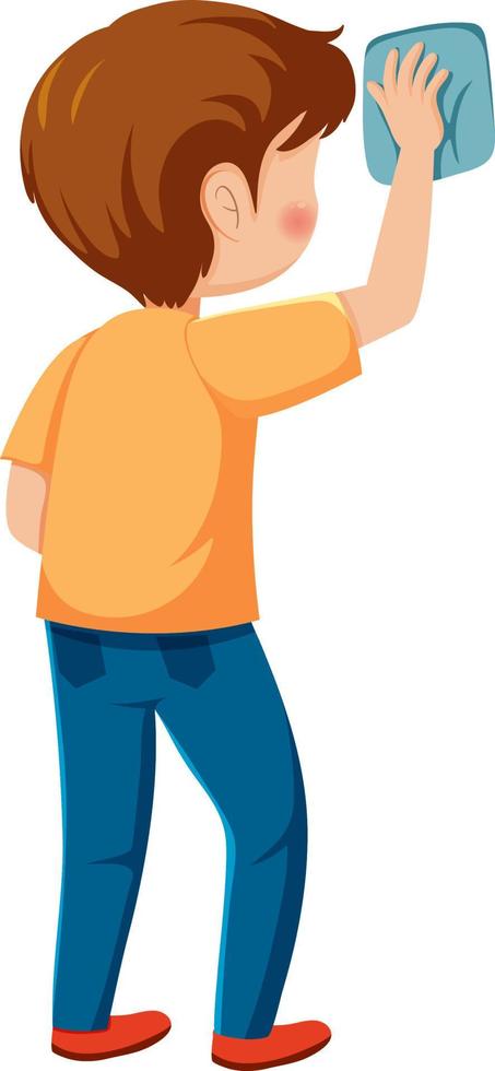 Cartoon character of kid cleaning vector