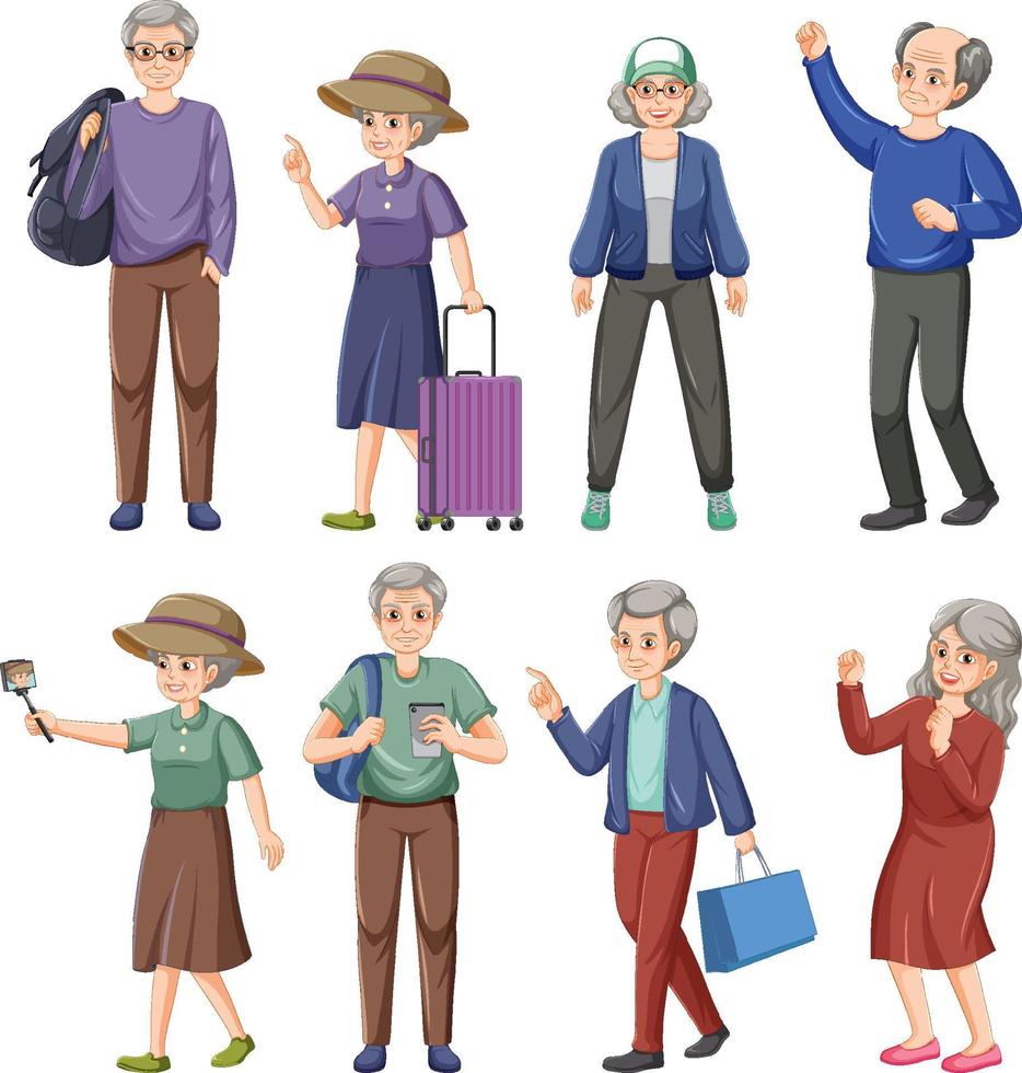 Collection of elderly people characters vector