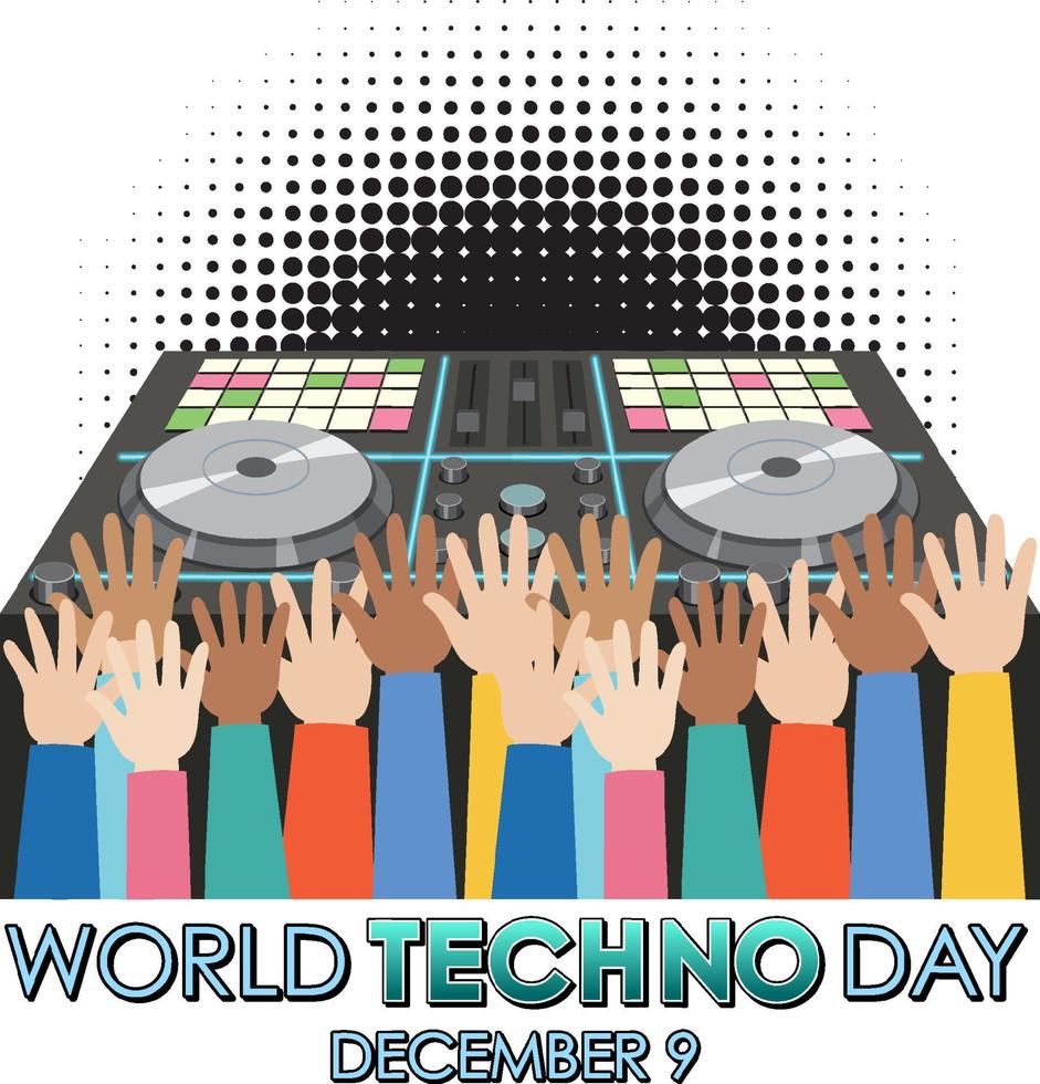 World techno day text banner design vector