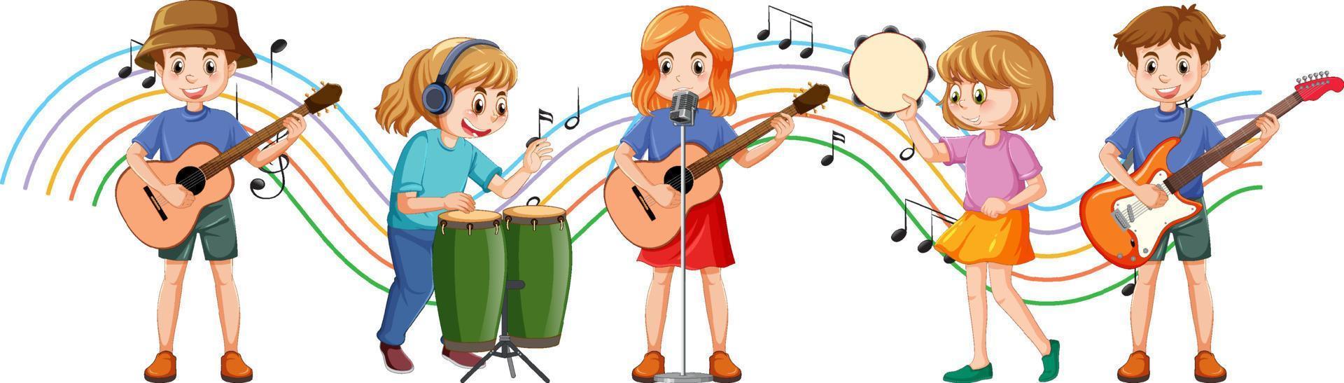 Kids music band cartoon character vector