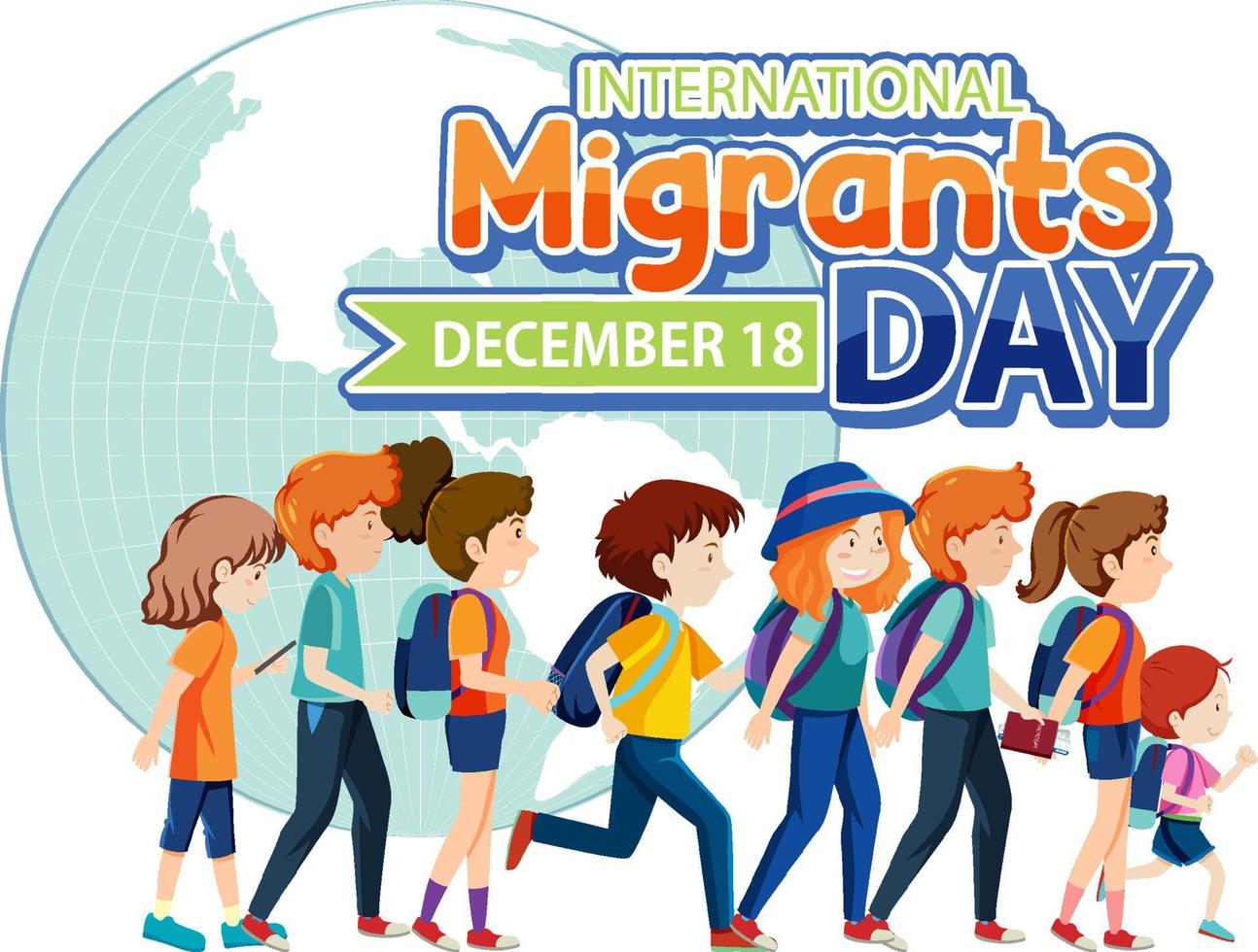 diseño de banner del día internacional del migrante vector