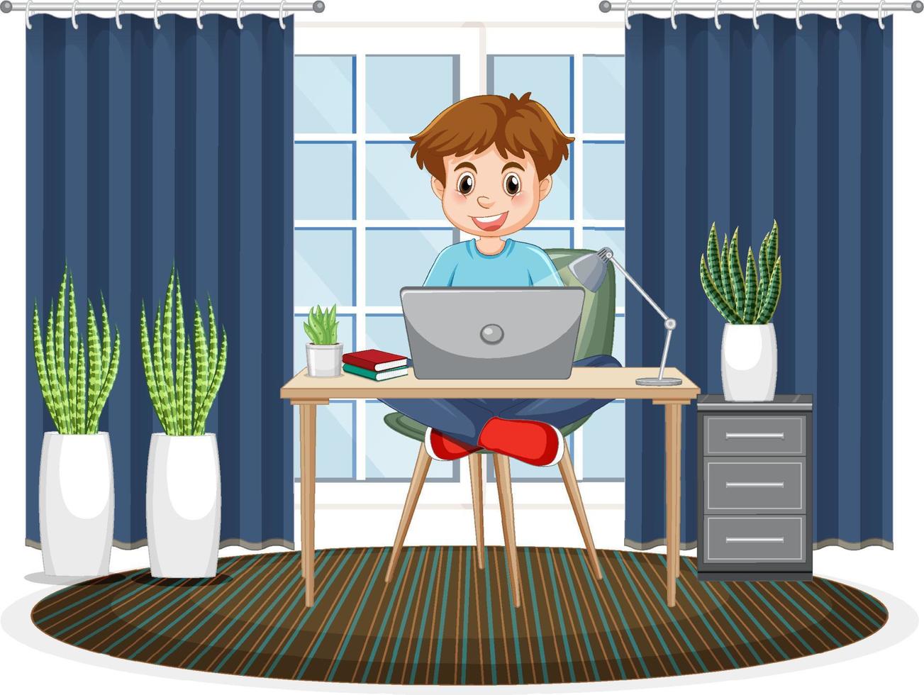 A man browsing internet on laptop vector