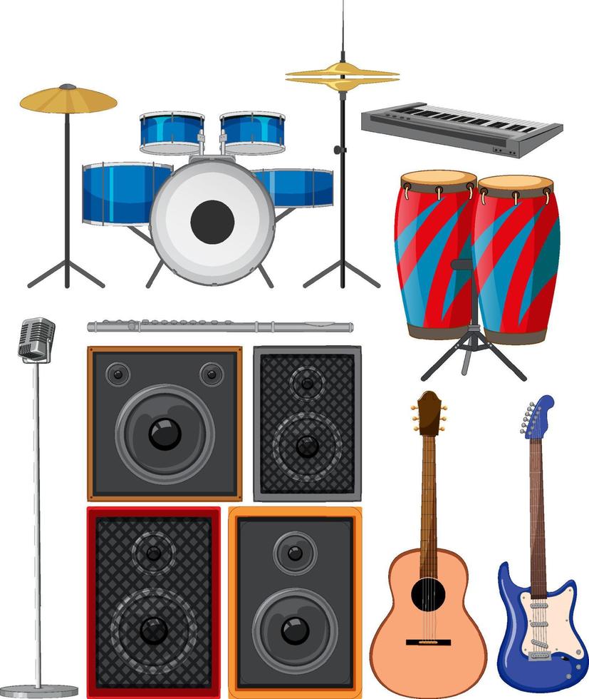 Set of various musical instruments vector
