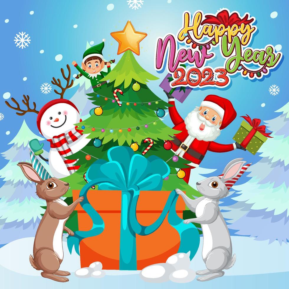 Happy New Year 2023 Banner in Christmas theme vector