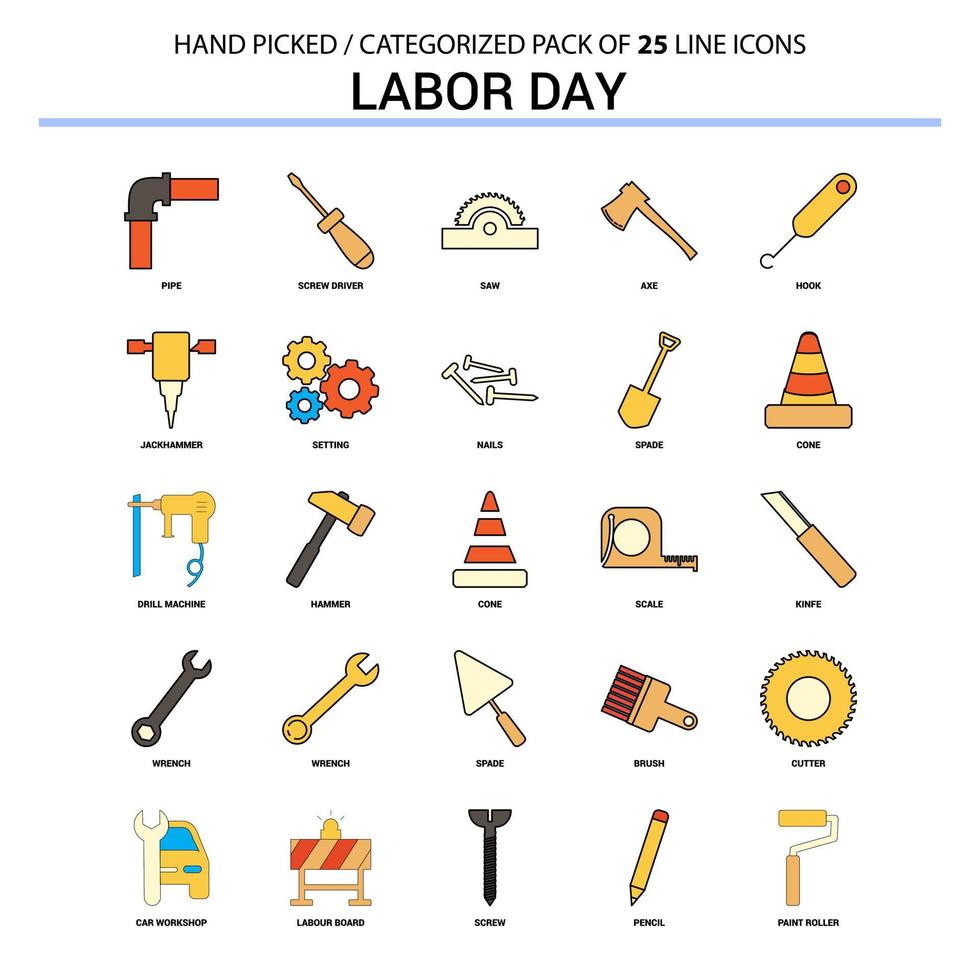 Labor day Flat Line Icon Set Business Concept Icons Design vector