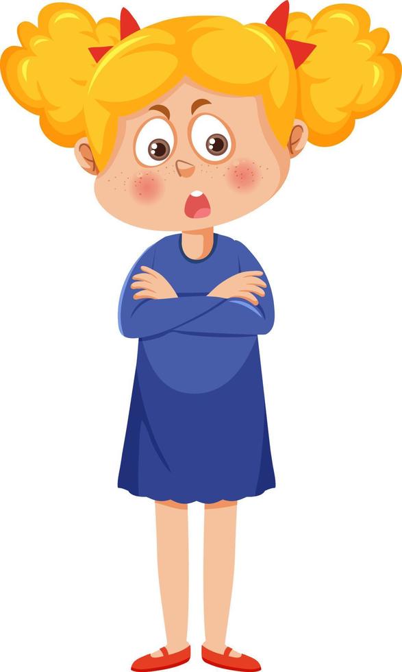 A girl standing with her arms crossed vector