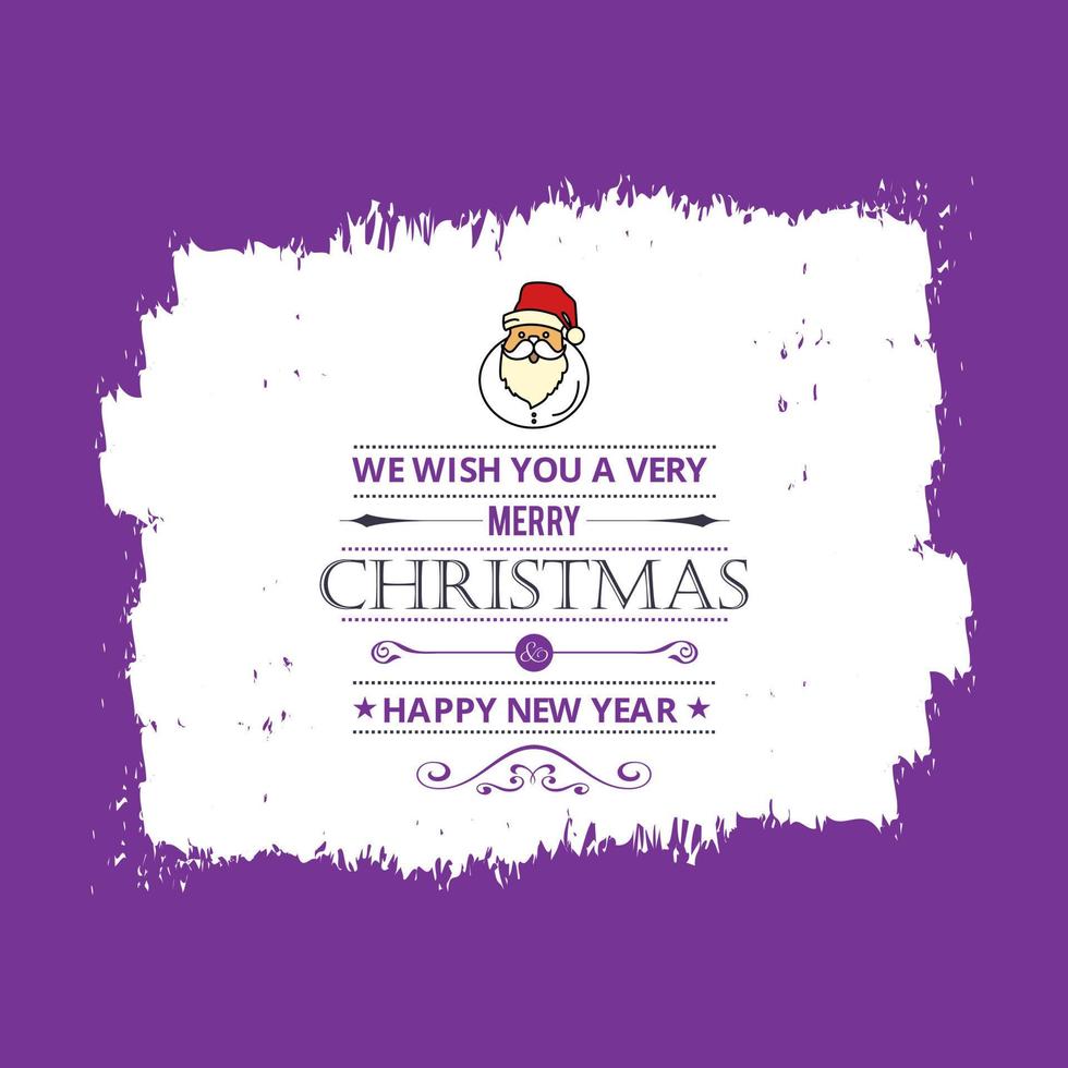 Merry Christmas card with creative design and purple background vector