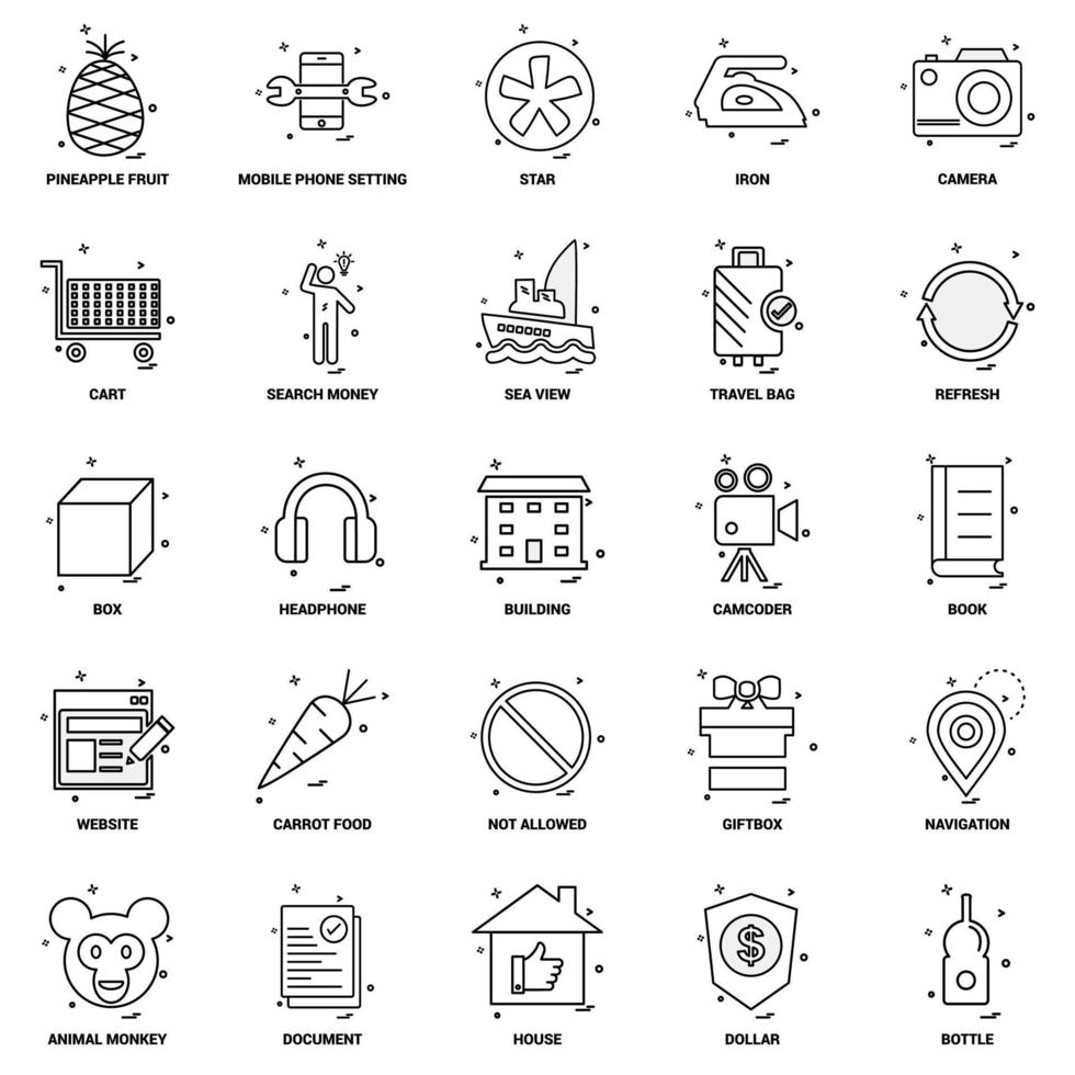 25 Business Concept Mix Line Icon set vector