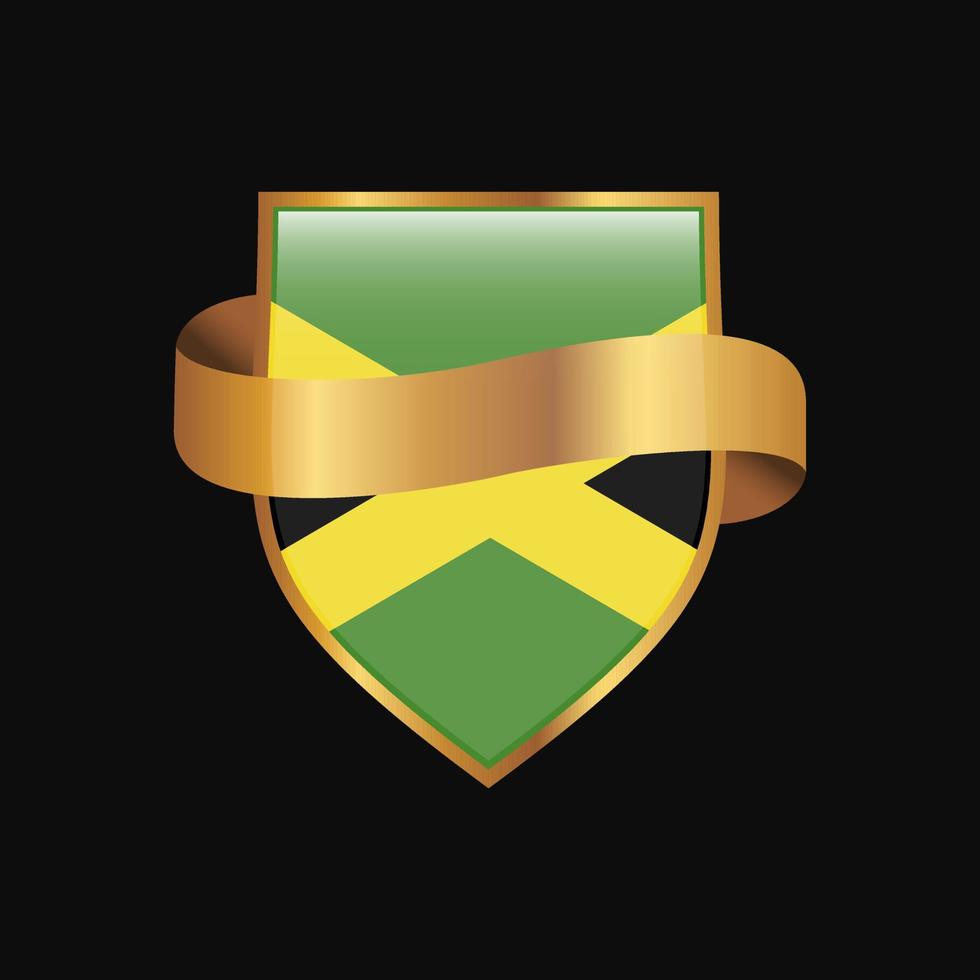 Jamaica flag Golden badge design vector