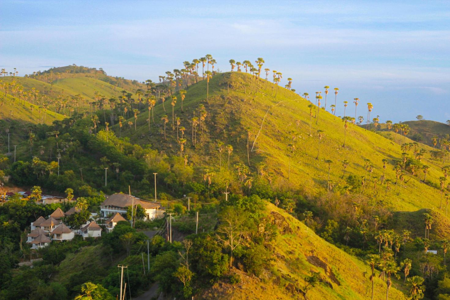 Landscape with mountains and lake. Beautiful scenery in Labuan bajo, islands like pieces of heaven scattered on the earth. photo