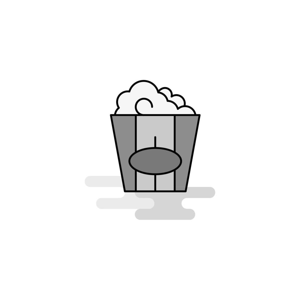 Pop corn Web Icon Flat Line Filled Gray Icon Vector